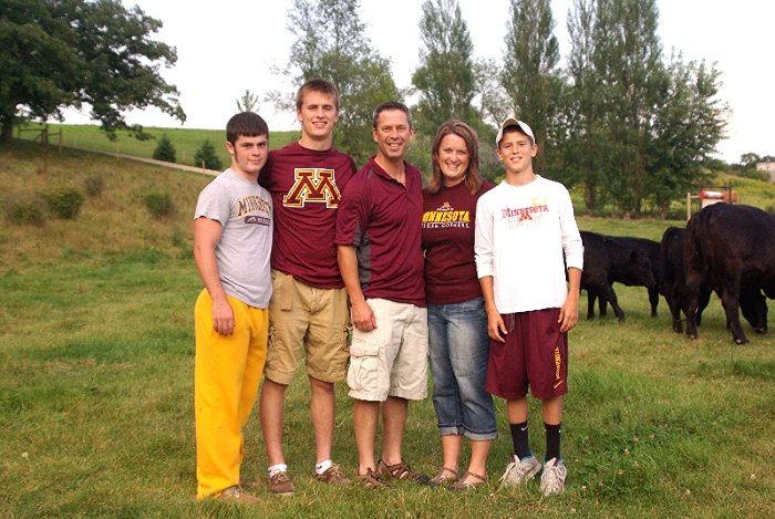 The family includes (L to R) Sam (jumior at UofM), Jackson (senior at UofM) Dave, Ann and Reece (senior at L-A High School).